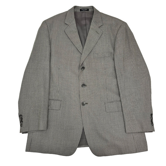 Stafford Mens 42R Blazer Gray Black Houndstooth Silk Wool‎ Single Breasted
